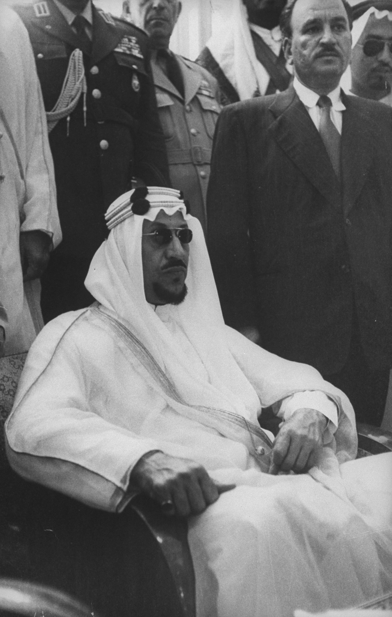 The relaxed King Saud resting in a seat during his visit to the Shah of Iran. (Photo by James WhitmoreTime Life PicturesGetty Images)