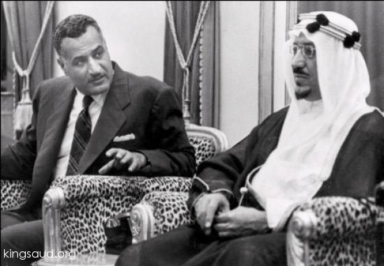 King Saud with President Jamal Abdulnasser of Egypt