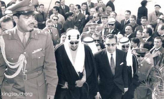 King Saud with the Mayor of Santiago de Compostela in Spain, along with Prince Thamer Bin Saud 1962, / magazine Pisa Aspada the