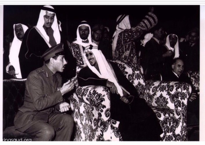 King Saud, may Allah have mercy on him, King Salman bin Abdul Aziz, Prince of Riyadh, Marshal Abdul Hakim Amer, Minister Mohammed Fawzi and Sheikh Abdullah Al-Bakhir