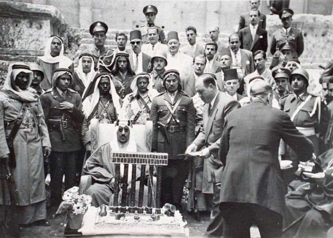 King Saud during his visit to Baalbek in 1956