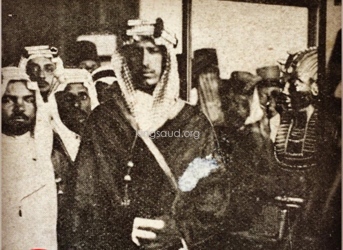 Crown Prince Saud in a visit to the National Museum in Cairo with Sheikh Hafez Wahba - 1926
