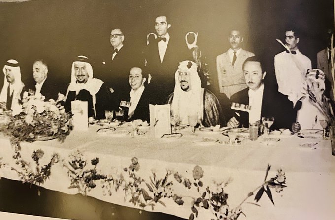 At the dinner banquet King saud gave in honor of King Faisal of Iraq (left), crown prince abdalilah (right),