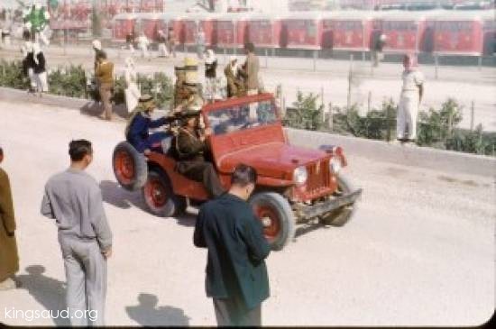Royal Guard greeted King Saud during his visit to Dhahran in 1954