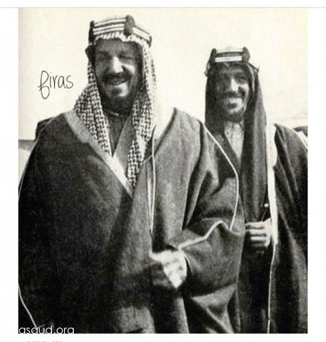 king Abdulziz ,and his Crown ,prince Saud bin abdulaziz,sheikhAhmad Al Jabir Al Sabah, Yussif Yassin,Abdul Rahman Al Tubaishi ,in Kuwait 1936  