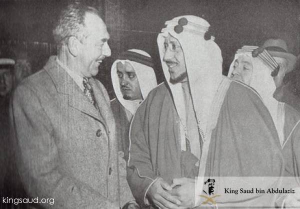 Foreign affairs Secretery Dean Acheson greets Prince Saud at his arrival to Washington 1947