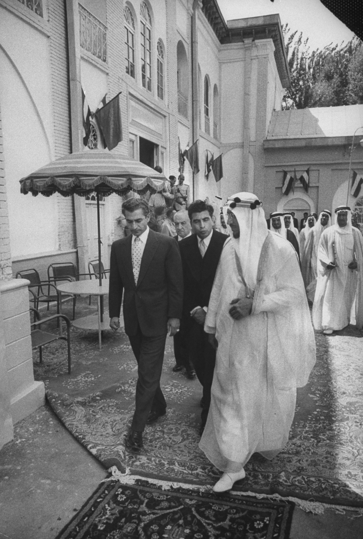 King Saud with Shah Mohamed Resa during his visit to Iran. (Photo by James WhitmoreTime Life PicturesGetty Images)