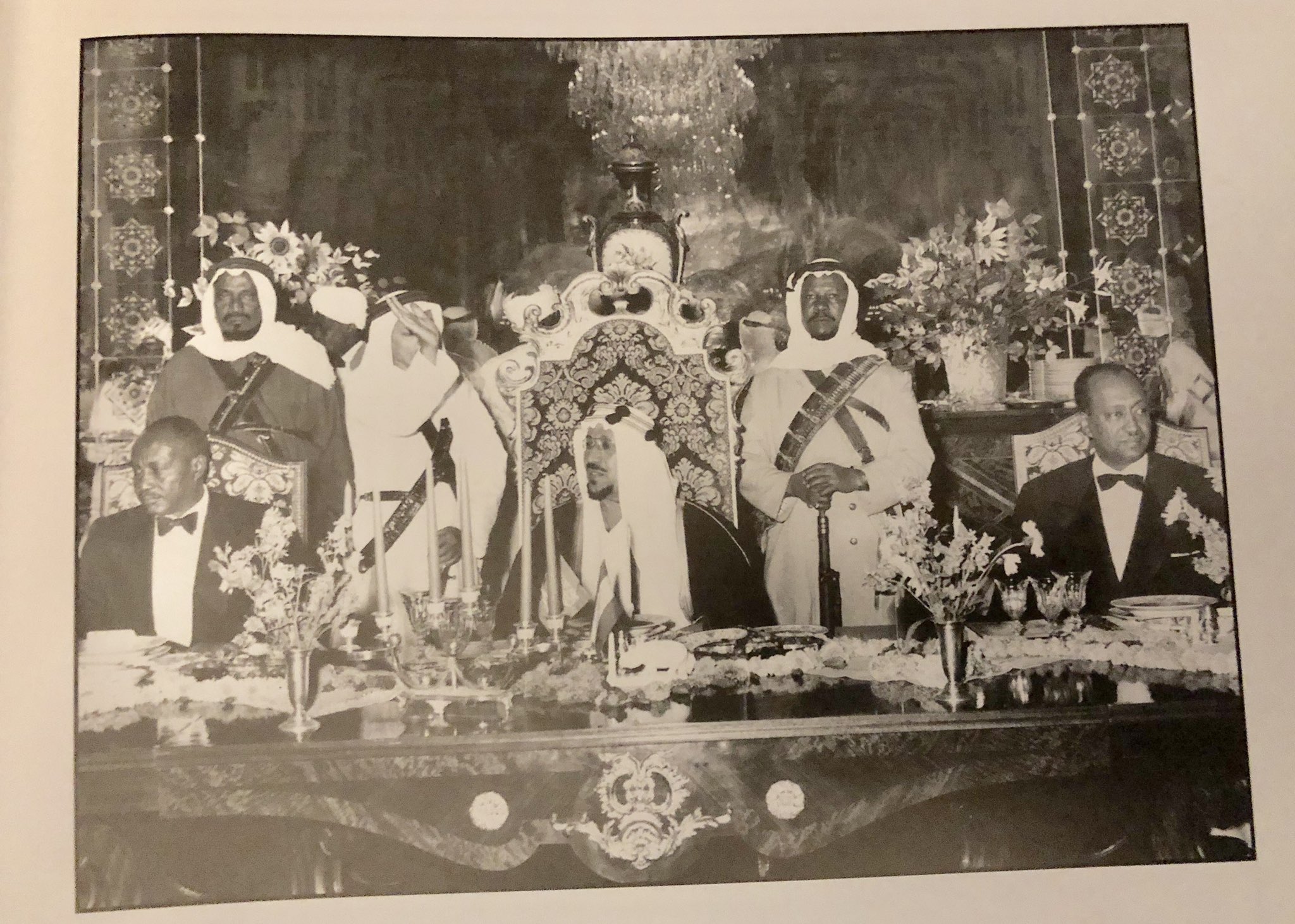 King Saud with Sudanese President Abdullah Khalil during adinner invitation in Nsssirya palace
