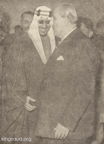 King Saud with presedent Shukry al Quatly of Syria.