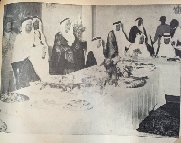 Abdullah Al-Sulaiman Dinner for King Saud in Jeddah with Prince Faisal and Abdullah Al-Khair King at Al-Ruwais Palace, Al-Zainal and Al-Hababi