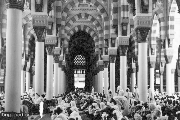 One of the first Saudi expansions of The Prophet's Mosque, ordered by King Abdulaziz and inaugurated by King Saud on 5-3-1375 AH