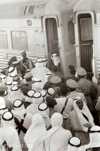 King Saud at a ceremony on his honor in Abqaiq in the east