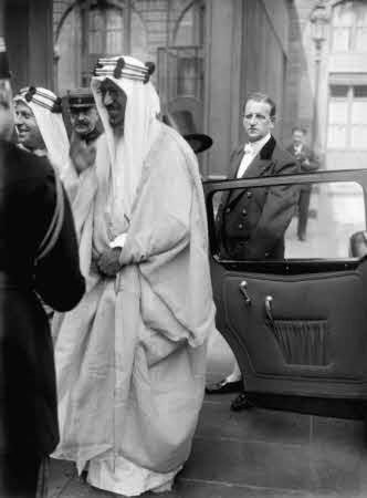 Crown Prince Saud and Fouad Hamza arrive to the Hotel in Paris - 1935