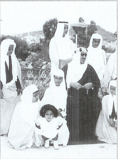 King Saud with his Children ;Migrin, Nassir, Shagran, Sattam, Mansur Bin Abdullah(grand Child), Athena 1966 .