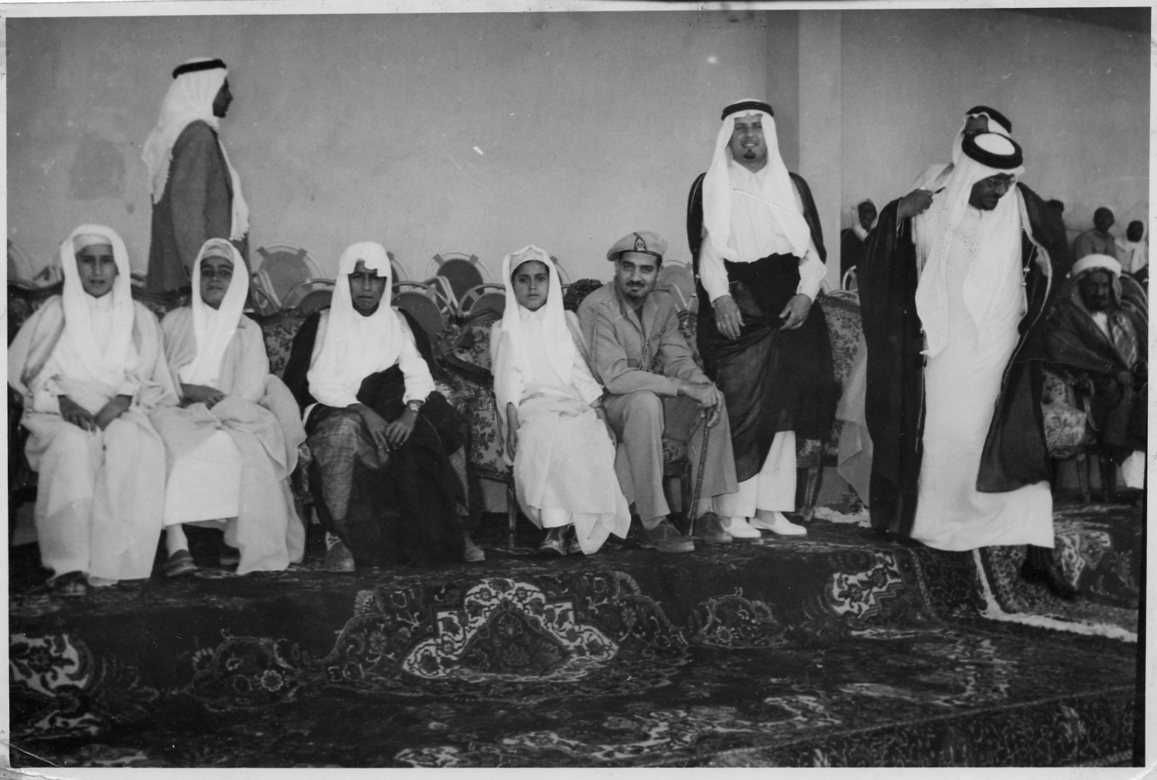 The Sons of King Saud  ( from left to right ) Prince Mishaal , Prince Majid , officer Abdul Munaim Al Akil ( King Saud s personal companin) and Ahmad Khodar Deputy chief of protocol .