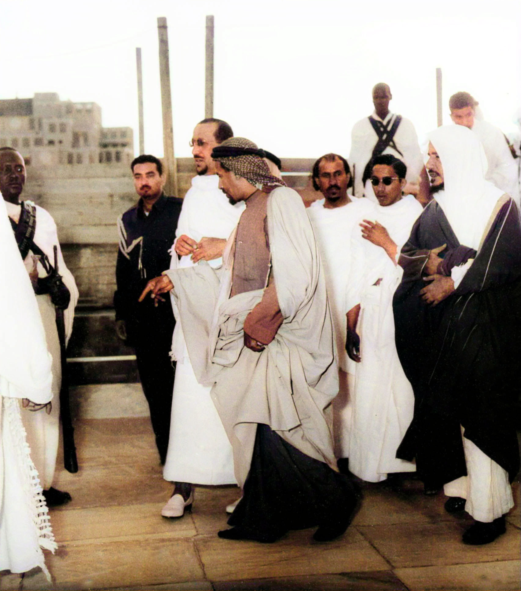 King Saud  with Prince Faisal bin Turki (I), Prince Thamer bin Saud and Prince Mansour bin Saud