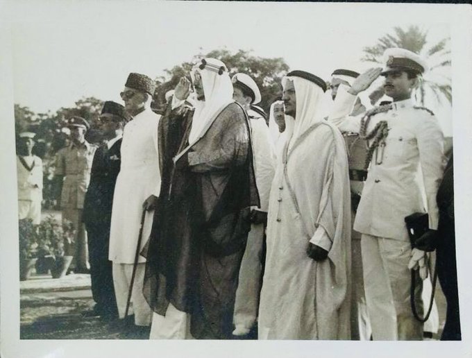 King Saud and Abdullah Balkheir with the Prime minister of Pakistan Mr. Mohamed Ali