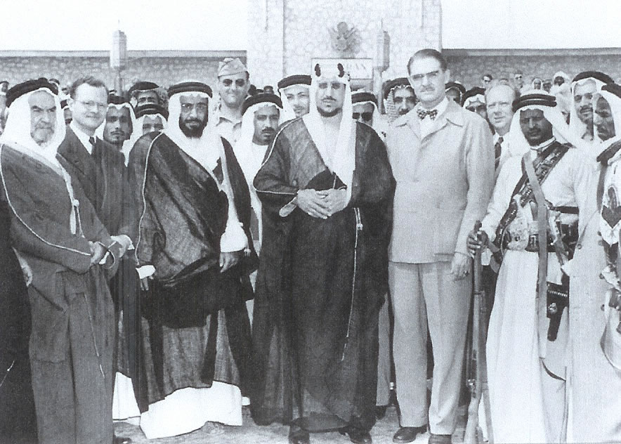Crown Prince Saud and  Prince Saud Bin Jlewi and US Consul George Henderson in Dhahran -  April 1948