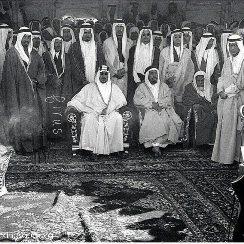 King Saud and his brothers: Prince Mohammed, Prince Saad, Prince Abdelmehsen, Prince Sattam and Prince Naif