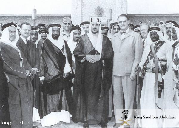 Crown prince Saud at Dahran airport with prince Saud bin Jalawi, the Emir of the Eatern province