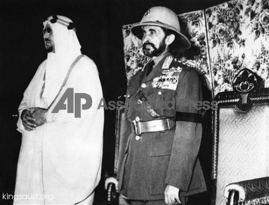 King Saud with Emperor Haile Silassi at Addis Ababa Airport