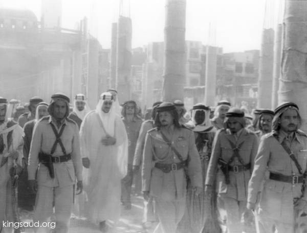 King Saud inspecting the expansion project of Makkah holy Mosque - 1955