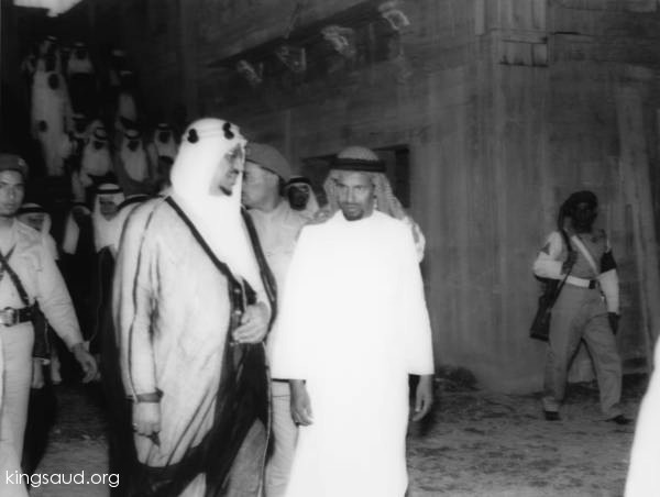 King Saud and Sheikh Mohammed bin Laden discussing the expansion project - 1955