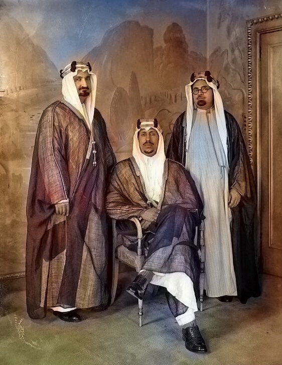 Crown Prince Saud with Hafez Wahba and Fouad Hamza in London 1937
