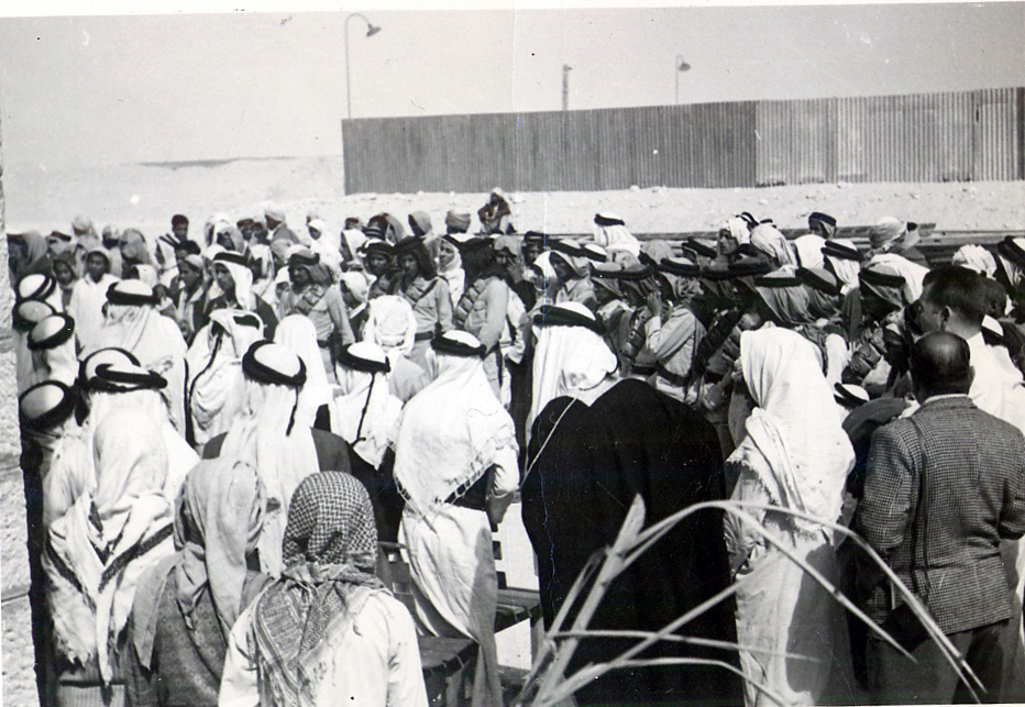 welcoming the arrival of King Saud during his visit to the Eastern Region, 1945