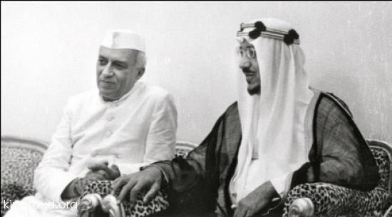 King Saud with Prime minister of India Jawaher Lal Nahro