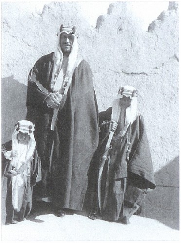 Prince Saud with two of his sons, prince Fahad and prince Mohammad, in Riyadh 1930.