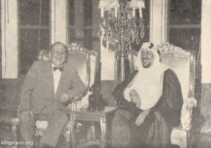 King Saud with Sami Al Solh the prime minister of Lebanon.