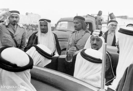 King Saud During his inspection of the expansion of Prophet Mohammed (PBUH) Holy Mosque of Madina