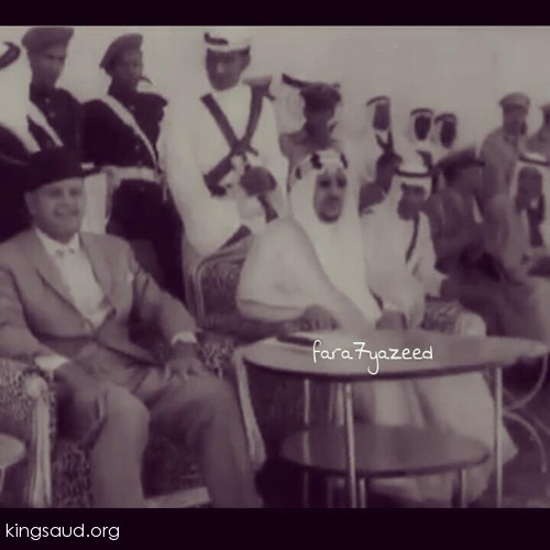 King Saud in a military parade was held in honor of Prime Minister Ayub Khan