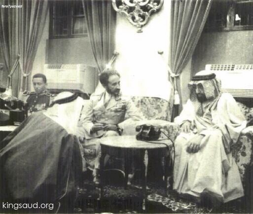 Prince Saud Bin Abdullah Bin Jelewi Prince of Eastern Region Reception Haile Sillassi when he Came to meet King Saud