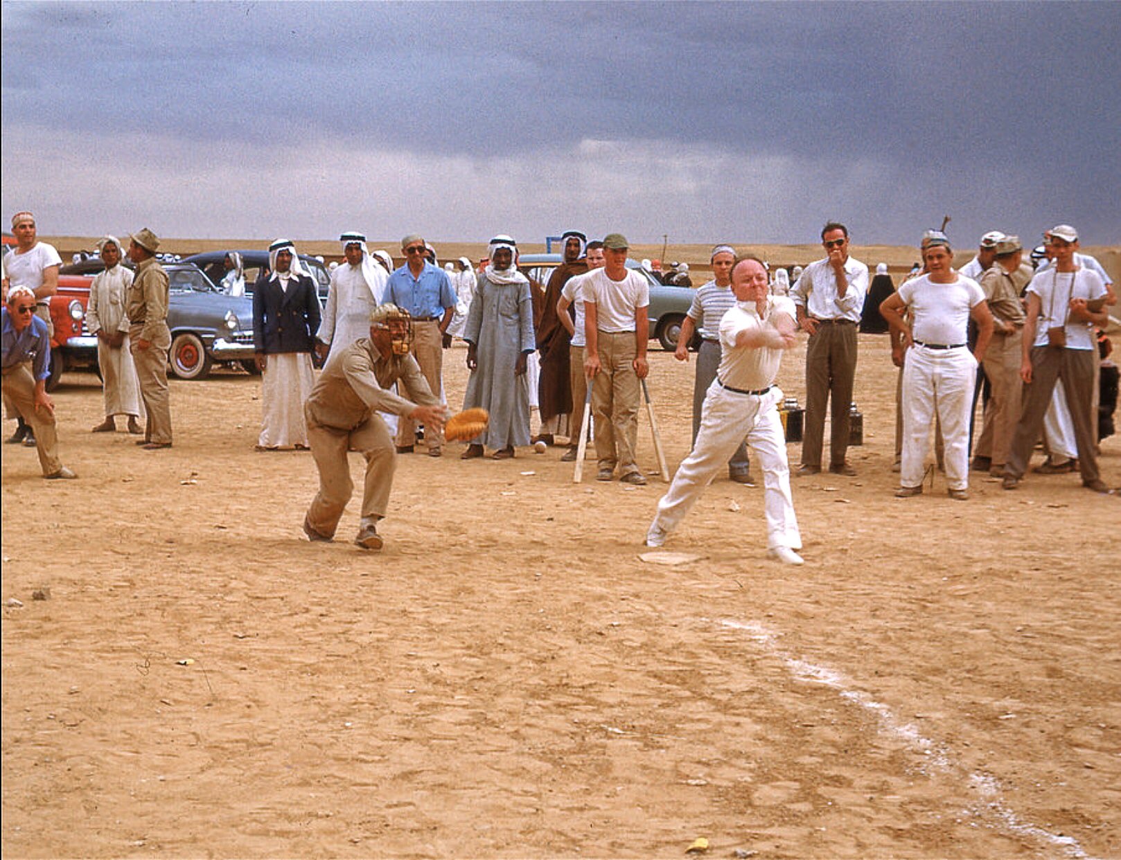Crown prince Saud held a baseball game  with the local Saudi team - 1950