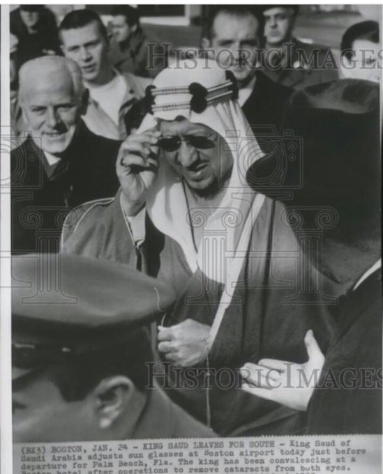 King Saud, may God have mercy on him, left Boston to Palm Beach, Florida after an operation in the eyes to remove white water, 26/1/1963