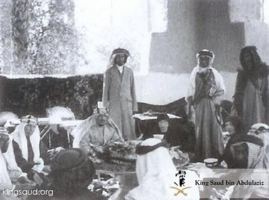 Crown Prince Saud hosting a luncheon in honor of Earl of Athlone and his wife princess