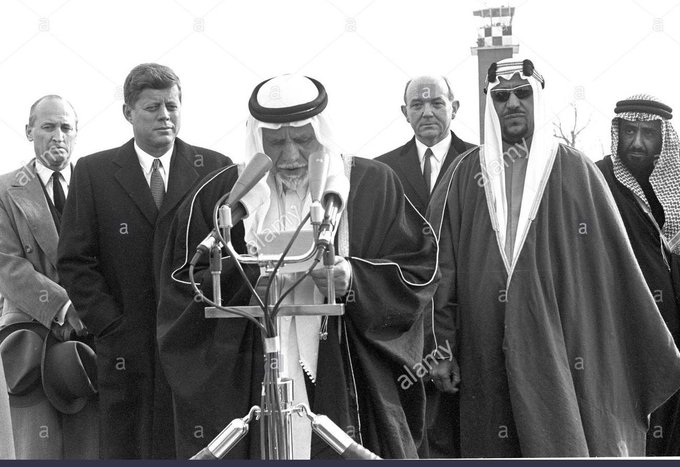  President Kennedy with King Saud at the arrival ceremony in Washington airport , Jan 1962