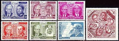 طوابع تاريخية لمؤتمر القمة العربي في لبنان الذي شارك به الملك سعود 1957م و ملوك ورؤساء العرب 2.jpg