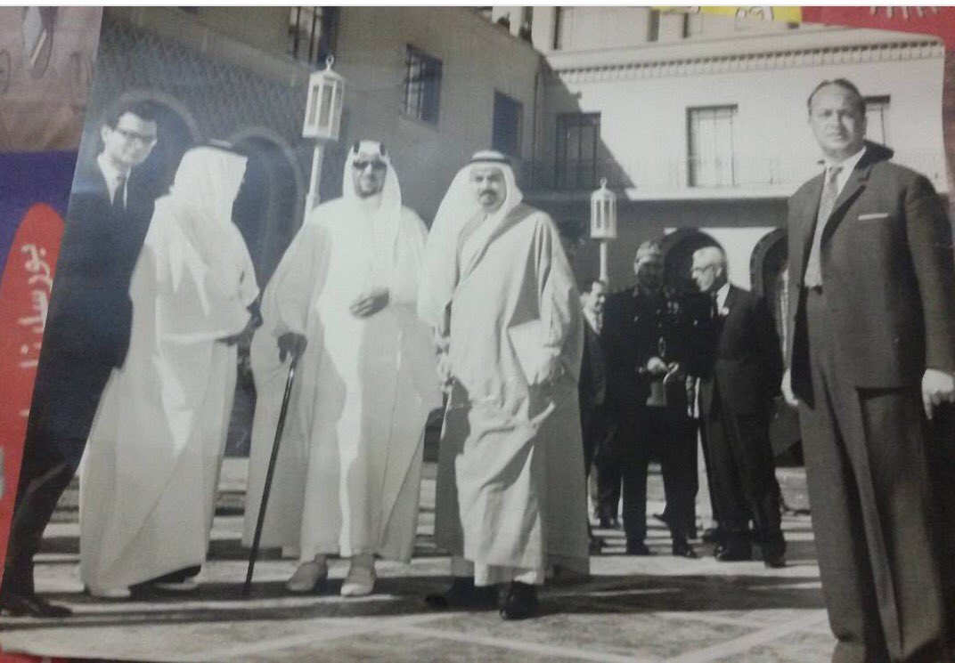 King Saud, may Allah have mercy on him, along with Prince Mansour bin Saud, and Abdel Moneim Al-Aqil 1962