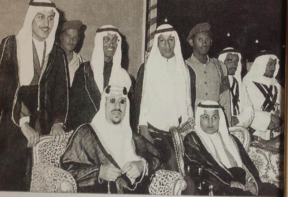 King Saud and His son Next to him Prince Mansour Bin Saud