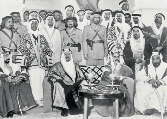 King Saud during his first visit to Bahrain as a King