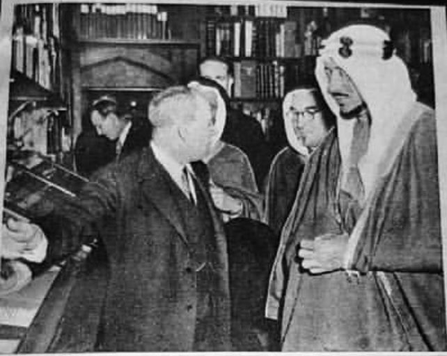 First Saudi Royal Crown Prince Saud bin Abdulaziz to visit The Harvey S Firestone Memorial Library Princeton University in 1948
