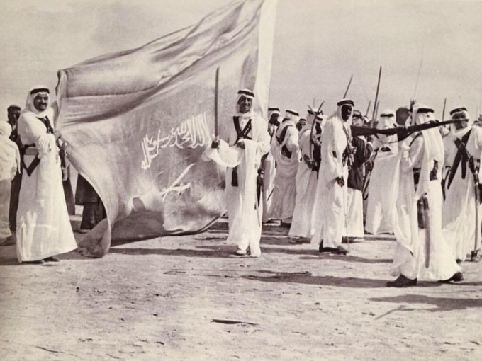 The sons of King Abdulaziz, Princes Fahd and Salman, during the ardhah performance in the celebrations marking King Saud’s ascension to the throne in Riyadh
