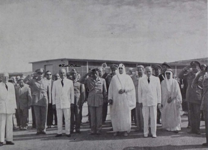 King Saud with President Camille Chamoun at the Sidon Refinery — 1957.