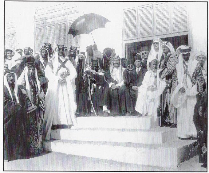 King Abdulaziz and Prince Saud with Sheikh Salman Al Khalifa 1947