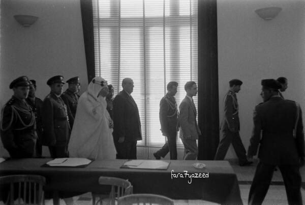King Saud arriving with Kings Hussein and Faisal II to the Beirut Summit of 1956 — may God have mercy on them all.