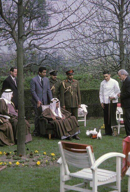 King Saud in Nice with Prince Mohammed bin Saud Al‑Kabir, Prince Mohammed bin Turki, ʿAbdullah Al‑Saʿdoun, and Prince Sultan bin Saud, in 1962.