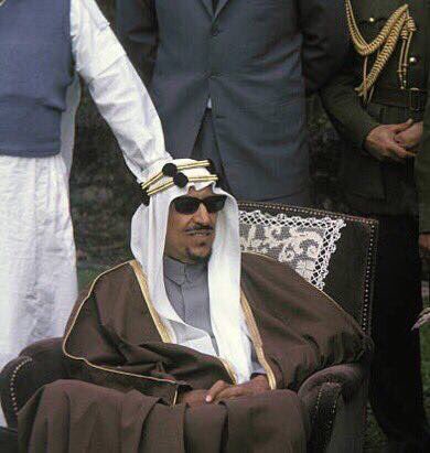 King Saud in Nice with Prince Mohammed bin Saud Al‑Kabir, Prince Mohammed bin Turki, ʿAbdullah Al‑Saʿdoun, and Prince Sultan bin Saud, in 1962.